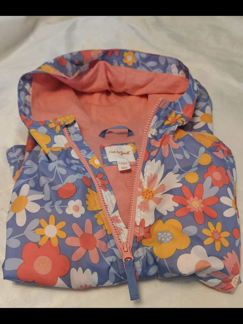 Cat & Jack Floral Hooded Rain Jacket - Purple/Pink/Yellow
